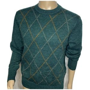 Vintage IZOD Lacoste Sweater Crewneck Pullover Acrylic Wool Argyle 90s M…